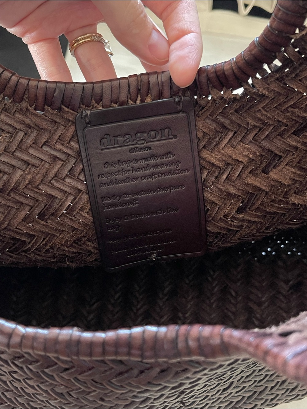 Dragon Diffusion Woven Chocolate Brown Tote - Picture 6 of 7